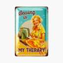 LANOLU Retro Tin Sign Sewing, Gift for Sewing Enthusiasts, Seamstresses, Funny Sayings & Shabby Chic Decoration, 11.81x7.87 Inch Iron Sign