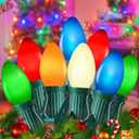 50 Feet C7 LED Christmas Lights Outdoor Multicolor Christmas Lights with 50 + 5 LED C7 Bulbs - for Holiday Xmas Decorations - Light Up House Stairs Porch Tree Yard Decor, Energy Efficient 0.6W = 7W