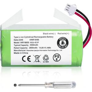 14.4V 2800mAh Li-ion Replacement Battery Compatible with Eufy RoboVac 11 11C 11S 12 15C 15T 25C 30C 35C, Amarey A800 A900, Ecovacs Deebot N79 N79S DN622, Coredy R300 R500+, Tesvor X500 X500 PRO