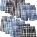 JupiterSecret Men's Underwear Woven Boxers for Men Pack Cotton Boxer Shorts Elastic Waistband (Large)