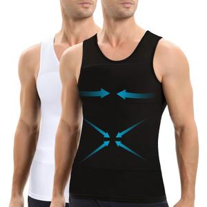 Lgtfy Mens Gynecomastia Compression Shirts, Slimming Body Shaper Tank Top, Tummy Control Undershirts - Change in Seconds (3X-Large, Black/White)