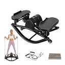 Rock Stepper, Side-to-Side Lateral Rocking Fitness Stepper, with Digital Monitor, Resistance Bands, Non-Slip Mat, Full Body Stepper, for Apartment, Living Room Workout (Black)