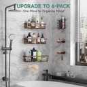 Veken Shower Caddy 6-Pack, No Drilling & Rustproof, Waterproof Adhesive Shelves Rack with Soap Holder, Large Capacity Bathroom Organizers and Storage, Wall-Mounted Kitchen & Home Decor, Brown