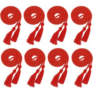 Cords for Graduation 2025 Honor Cords Bulk 8PCS Grad Rope Red Grad Cord 67" Long Braided Cord with Tassels Red Graduation Accessories for High School Honor Ropes for Decorations Bachelor Gown