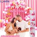 Baby Boxes with Letters, 5 Transparent Baby Shower Balloon Boxes with 78 Letters & Numbers for Gender Reveal Decorations Birthday Wedding Party Grad Backdrop Bridal Shower, White
