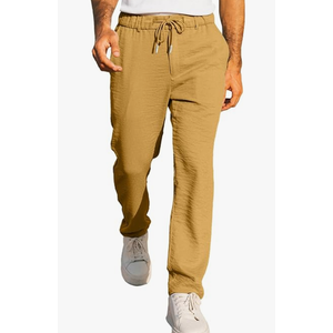 JMIERR Men's Casual Drawstring Pants Elastic Waist Lightweight Pant Summer Beach Trouser with Pockets, Size 42