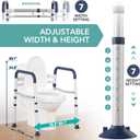 HOMENURSE Toilet Safety Rails for Seniors (350 lb), Adjustable Height & Width Toilet Safety Frame for Elderly, Disabled, Foldable Handicap Toilet Handles with Suction Cups, Fits Most Toilets