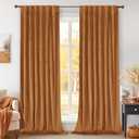 BGment Orange Velvet Curtains for Living Room - Thick Blackout Thermal Insulated Fall Decor Super Soft Rod Pocket and Back Tab Window Curtains for Bedroom, Set of 2 Panels, 52 x 102 Inch, Orange Brown