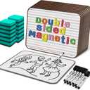 12 Pack Small White Boards, 9"x12" Double Sided Magnetic Dry Erase Boards Personal Handheld Whiteboards with Lines for Kids, Students, Teacher School, Include 12 Markers, 12 Erasers, 12X52 Pcs Letters