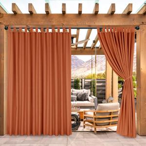 BONZER Waterproof Outdoor Curtains for Patio Porch Pergola Cabana, Weatherproof Wide Tab Top Outdoor Curtains for Gazebo, Deck, 1 Panel, 100x84 Inch, Orange