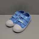 EUXTERPA Kids Toddler Sneakers Boys Girls Canvas Shoes Walking Sneaker with Easy Fasten Strap (12 Little Kid, Blue Glitter)