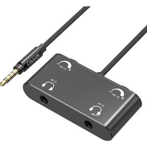Cubilux Headphone Splitter with Volume Control, 3.5mm Dual Earphones Connector, 1/8 Double Audio Jack Adapter for 2 People, Music Share Adapter for Plane, Train Travel