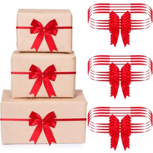 Jetec 24 Pieces Christmas Elastic Bows for Gift Boxes Red Stretch Loops Christmas Elastic Bows for Decoration Gift Wrapping(20-24 Inch,Red)