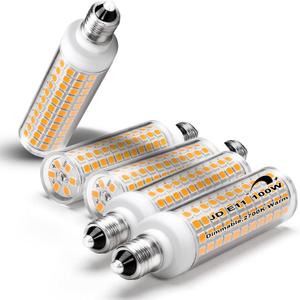 E11 Led Bulbs,JDE11 120V 100W Halogen Candelabra Bulbs Equiva Dimmable,T3 T4 Mini Base JD E11 Bulb,2700K Warm White 10W 1000LM E11 for Chandeliers,Candelabra,Ceiling Fan, Table Lamps,5Pack