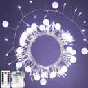 Copper Wire Firecracker Christmas Lights, 10FT 200LED Battery Operated Twinkle Cluster Fairy Lights for Christmas Tree with Remote for Bedroom Dorm Wreath DIY Wedding Christmas Decoration