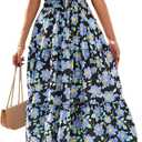 KIRUNDO Spring Summer Wedding Guest Dresses for Women 2026 Boho Floral Short Sleeve V Neck Ruffle Tiered Flowy Maxi Dress