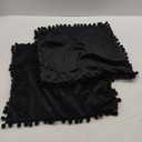 Decorative Pillow Covers 20x20 Black: 2 Pack Cozy Soft Pom-poms Velvet Square Throw Pillow Cases for Farmhouse Home Decor