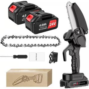 Mini Chainsaw, 6 Inch Electric Chainsaw Cordless with 2 Batteries, Handheld Chain saw Battery Powered Chain Saw Compatible With Dewalt 20V MAX Battery for Courtyard/Household/Garden/Tree Trimming