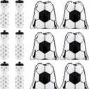 Talltalk 12 Pcs Soccer Party Favors 24 oz Soccer Water Bottle Gift for Team with Drawstring Bag Tumbler Cup Sports Themed Accessories for Events Gift Supplies
