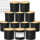 4oz Jars for Making Candles - 12 Pack Small Matte Black Empty Glass With Bamboo Lids, Stickers and Labels, Bulk Containers, Ideal for Business Owners