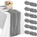 6 Pieces Gray Easter Spring 10FT Cheesecloth Table Runner Boho Gauze Fabric Table Runner Rustic Sheer Runner for Wedding Birthday Baby Shower Party Boho Table DecorationGray