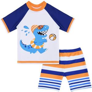 Kids Swimsuit Boys Two Pieces Shark Swimsuit Toddler Rash Guard and Trunk (2-3T, Yellow)