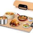 Food Warming Mat  Fast Heating Electric Warming Tray with 7 Temp Settings, 11-Hour Timer & Auto Shut-Off, Foldable Silicone Mat with Child Lock, Portable Warming Pad for Buffets, Holidays  Brown