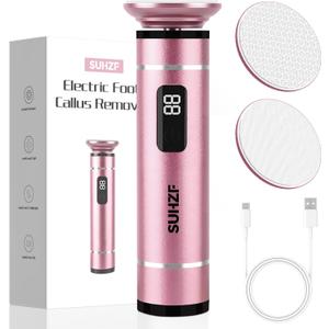 Electric-Foot-File-Callus-Remover Glass Grinding Head Electric Callus Remover for Feet Rechargeable Foot Grinder Dead Skin Pedicure Tools Adjustable Speed Foot Sander with Led Display (Pink)