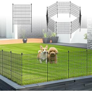 8 Panels Dog Fence Outdoor Long and Wide No Dig, Garden Fencing Animal Barrier, Decorative Fence Outdoor Rustproof for Yard Patio Flower Bed Lawn (8 Panels - 24 in(H) X 16 ft(L))