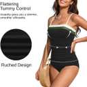 Daci Bandeau Tankini Swimsuits for Women - Two Piece Ruched Tummy Control Bathing Suit Strapless Swimwear with Bottom (XL)