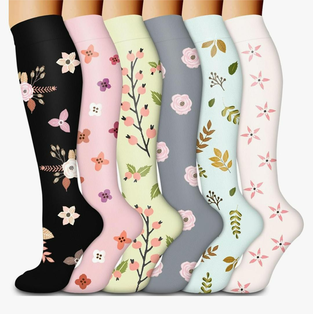 Laite Hebe Compression Socks for Women & Men Circulation(6 pairs)-Graduated Supports Socks for Running, Athletic Sports, S/M