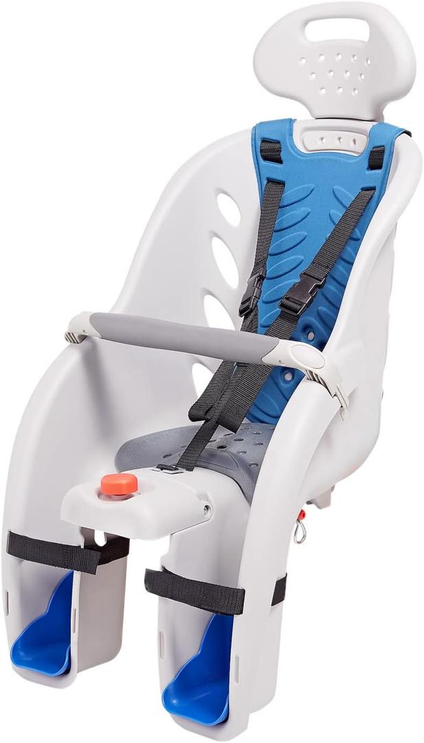 Schwinn Deluxe Child Bike Carrier, Seats one Kid Ages 1+, Frame Mount, Adjustable Safety Harness, Quick Release Design, Comfortable Padding, Rear-Mounted Child Bike Seat for Toddler