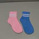 Tarpop 2 Pairs Neon Striped Crew Tube Socks Men Women's Ankle Athletic Short Socks(Pink, Blue Color) 13-16 Year
