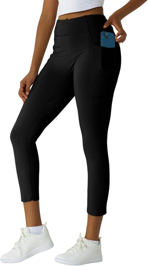 Women's High Waisted Moisture - Wicking Yoga Leggings with Pockets, Reflective Stripes & Shirt Loop for Active Lifestyle (XS)