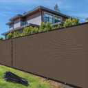 TANG 8' x 12' Privacy Fence Screen Brown Shade Cloth with Grommets, Chain Link Fence Panels Outdoor Mesh Fabric Fencing, Balcony Windscreen Cover,Temporary Garden Fencing for Yard Deck Pool