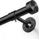 YaFex Heavy Duty Curtain Rods 32-120 Inch, 1 Inch Adjustable Black Curtain Rod for Windows, Long Window Treatment Rods with Aluminium Finials, Easy Installation