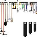 LEYU Metal Garage Tool Organizer Wall Mount, 4 Pack Garden Tool Organizer With Extension Cord Straps, Garage Organization Hooks and Hangers for Shed, Yard Storage, Wall Holder for Hanging Broom Mop