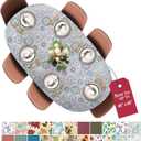 Covers For The Home Deluxe Elastic Edged Flannel Backed Vinyl Fitted Table Cover - Multi-Color Geometric Medallion Pattern - Round Oblong Oval - Fits Tables up to 48" W x 68" L (Best For Up To 48" x 68")