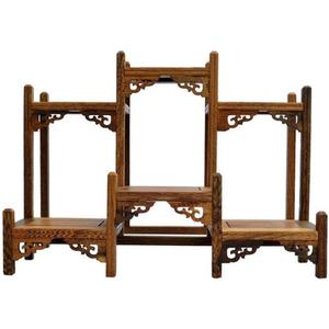 NWFashion Chinese Wooden Assemble Display Stand Symmetric Short Floor Curio Cabinets Shelf (1)