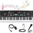 61 Keys Piano Keyboard, Electronic Digital Piano with Built-in Speaker Microphone, Portable Keyboard Gift Teaching for Beginners, Electric Piano for Kids, Birthday Gift for Children
