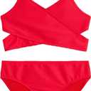 Kanu Surf Girls Coral Reef Beach Sport Wrap Around Bikini 2-Piece Swimsuit (8, Rib Solid Red)