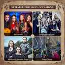 HyperFun Renaissance Hooded Cape Medieval Cloak with Leather Bracers Accessories for Wizard Witch Halloween Men Women (Brown)