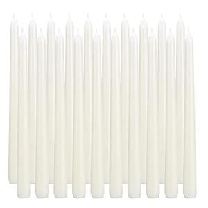 flamecan Ivory Taper Candles, Set of 40 Unscented and Smokeless 10 Inch Taper Candles Long Burning, Paraffin Wax with Cotton Wicks for Burning Approxinately 7-8 Hours Time