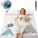 Grounding Sheets King Size, 20% Pure Silver Fiber + 80% Organic Cotton, Grounded Sheet Earth Connected Bedding Fitted Earth Sheets with Cord