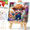 xcemhil Paint by Numbers Kit for Adults with Frame, Cow Paint by Number for Adults, Adult Paint by Number Kits on Canvas for Home Decor Gift 10x10 Inch