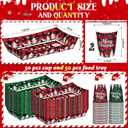 Acellegic 100 Pcs Large 10 x 7 '' Christmas Paper Food Trays Serving Plates and Disposable 9 oz Paper Cups Christmas Party Supplies Kit for Winter Holiday Xmas Party Decoration