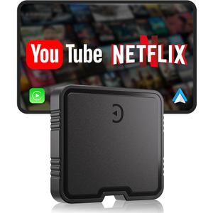 GZPYC Wireless CarPlay Adapter AI Box for iPhone & Android Auto – YouTube & Netflix Support, TF Card Offline Playback, Plug and Play, Wired to Wireless Conversion, Stable 5.8GHz WiFi & Bluetooth 5.3