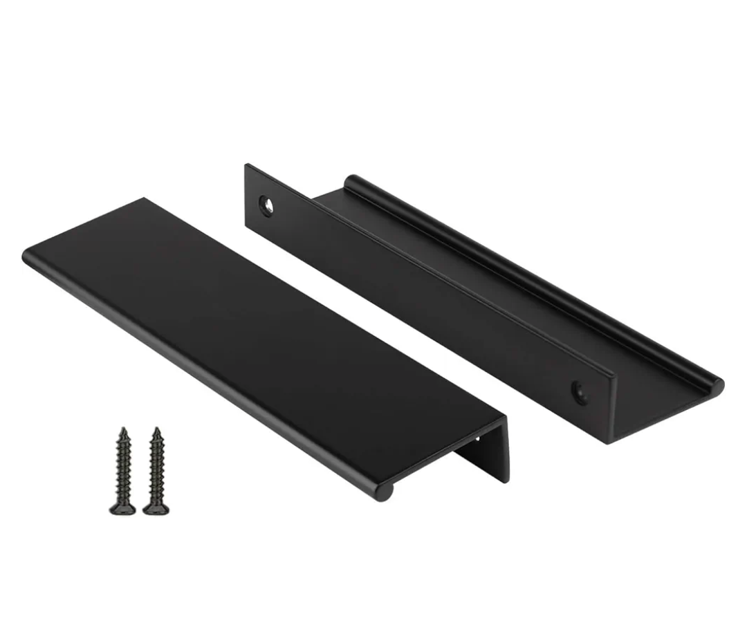 Peaha 10 Pack Kitchen Cabinet Handles 5 inch Black Pulls for Dresser Drawers Door Edge Finger Pull Aluminum Alloy Hardware