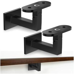 Gyykzz 2 Pack Adjustable Handrail Brackets for Indoor Stairs, Heavy-Duty T316 Stainless Steel Black Railing Bracket for Staircase, Swivel Hand Rail Banister Stand for Corridors, Offices, Living Rooms