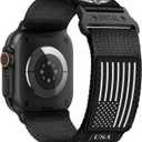 Rugged Nylon for Apple Watch Ultra 2/ Ultra 3 Band Series 11/10/9/8/7/6/5/4/3/SE iWatch Bands Men,Soft Woven Stars-Stripes Flag Wristbands Strap for Apple Watch Ultra 3/2/1 49mm 46mm 45mm 44mm 42mm